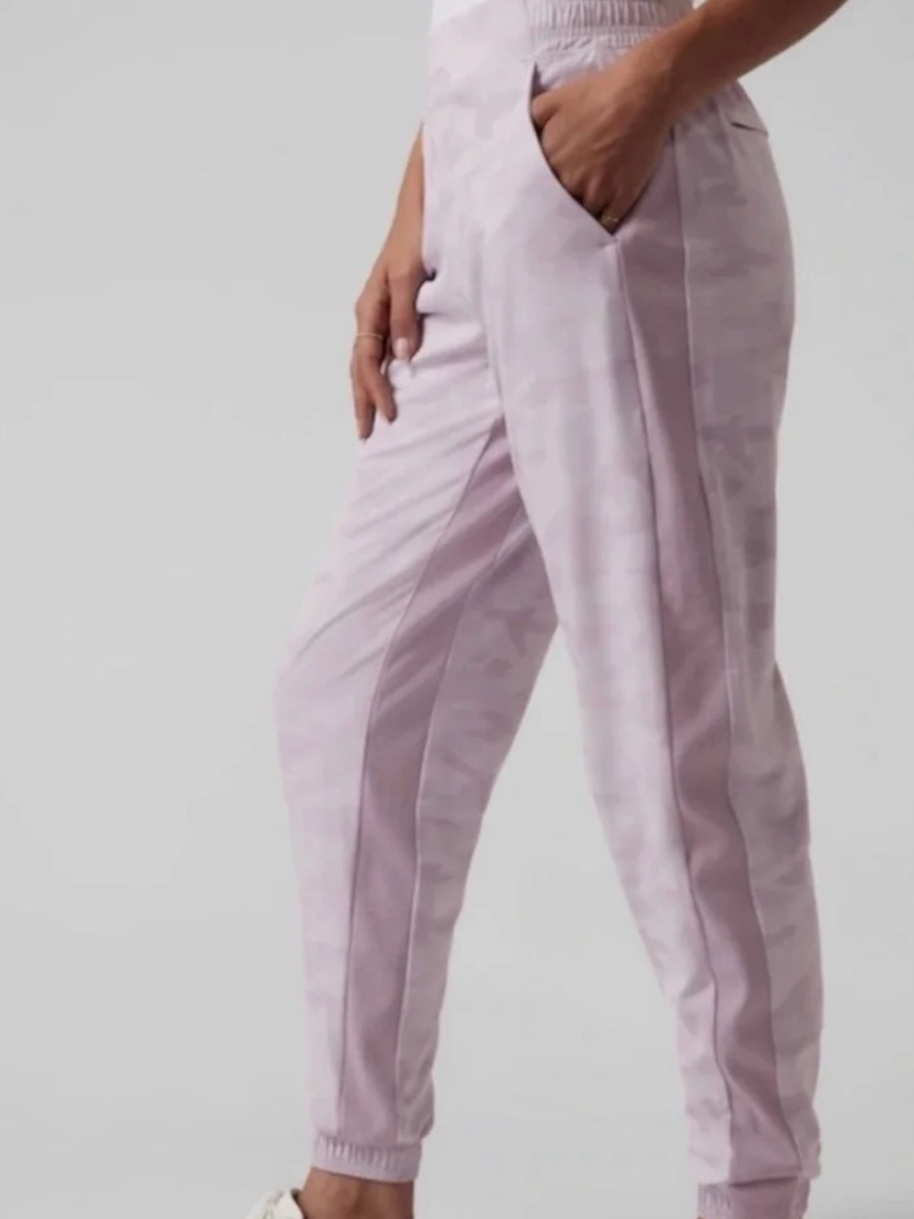 Athleta Brooklyn Lined Camo Jogger Womens 8 Gray Pink Camo Travel Pants